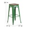 Merrick Lane Dalton Series Backless Metal Dining Stool with Wooden Seat for Indoor Use